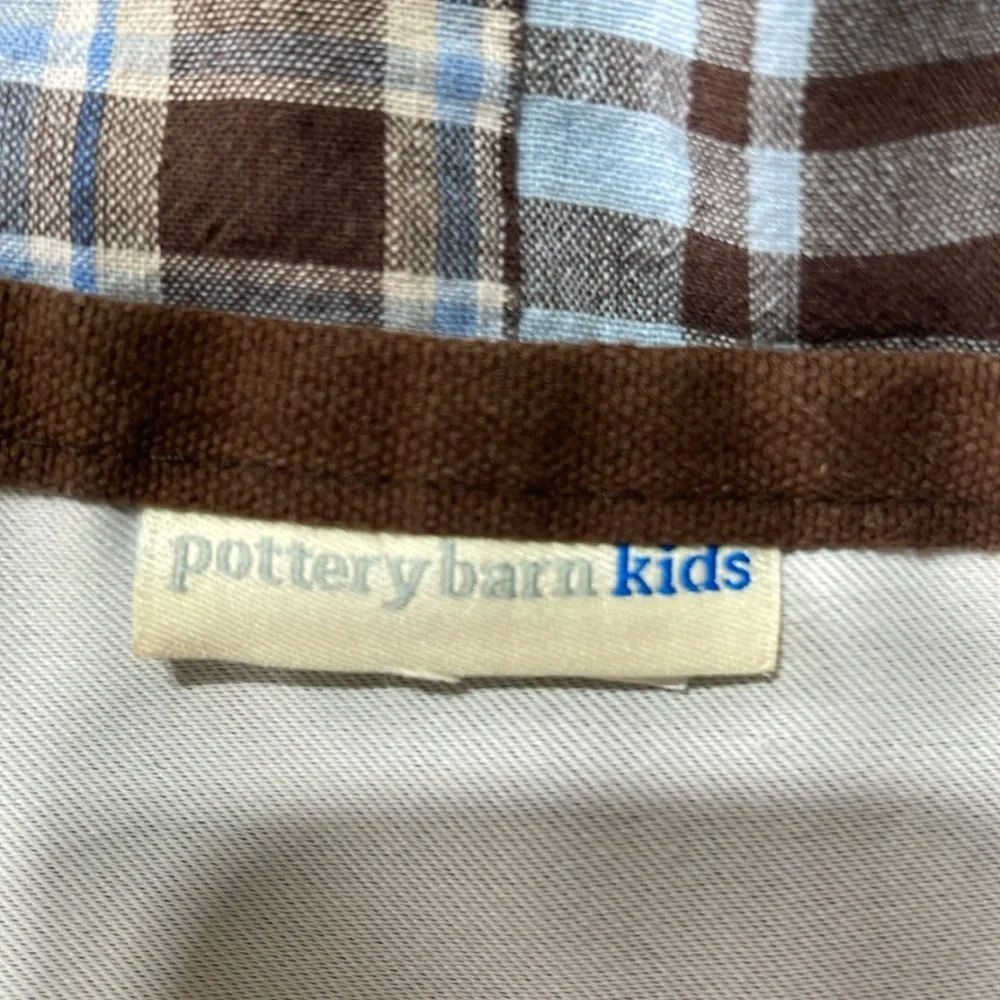 Pottery Barn Madras Patchwork Drapes - Blue Brown Plaid - 1pair 42.5” X 59.5”